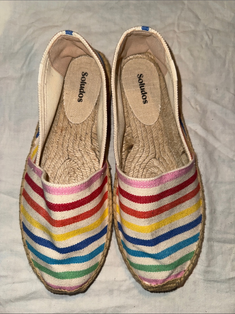 Soludos The Original Woven Striped Canvas Espadrille Flats Size 8  8.5
